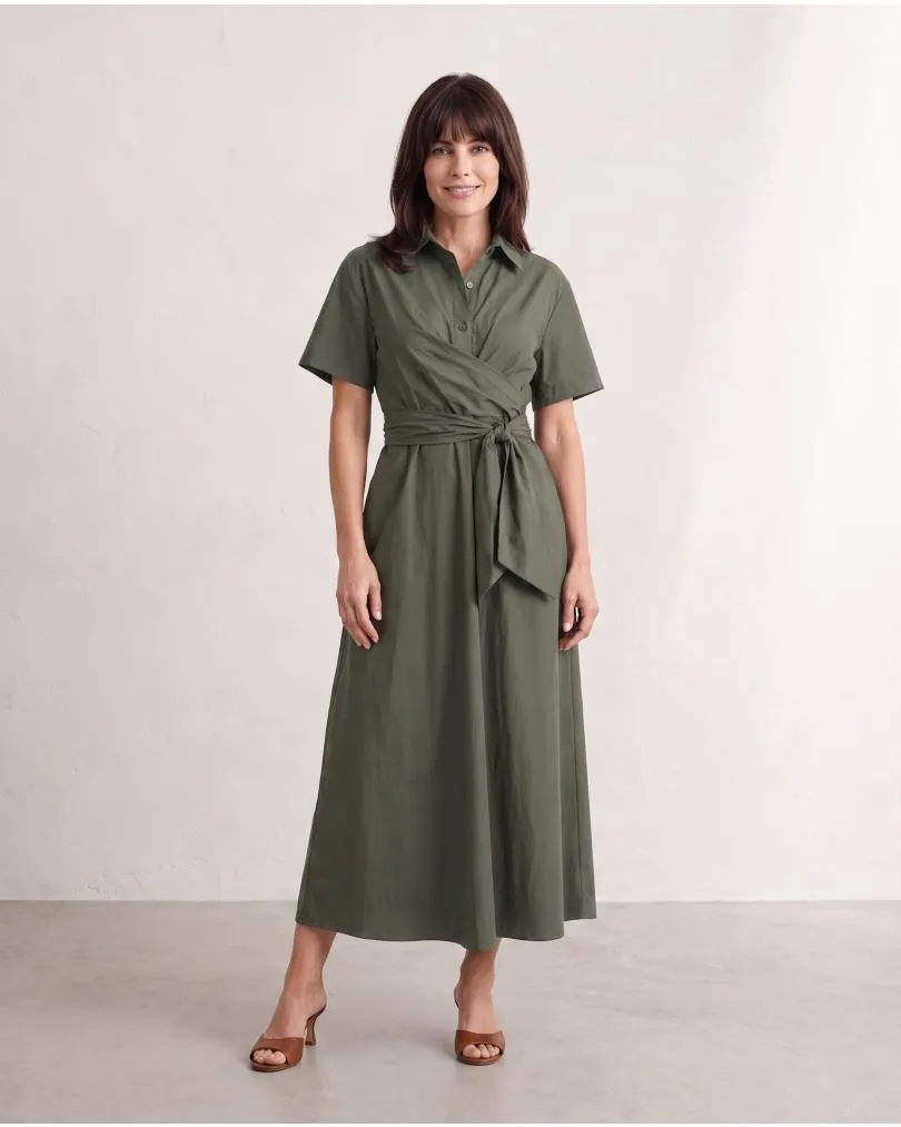 Jerseykleid Wickeloptik in  khaki von Sarah (Bild 3)