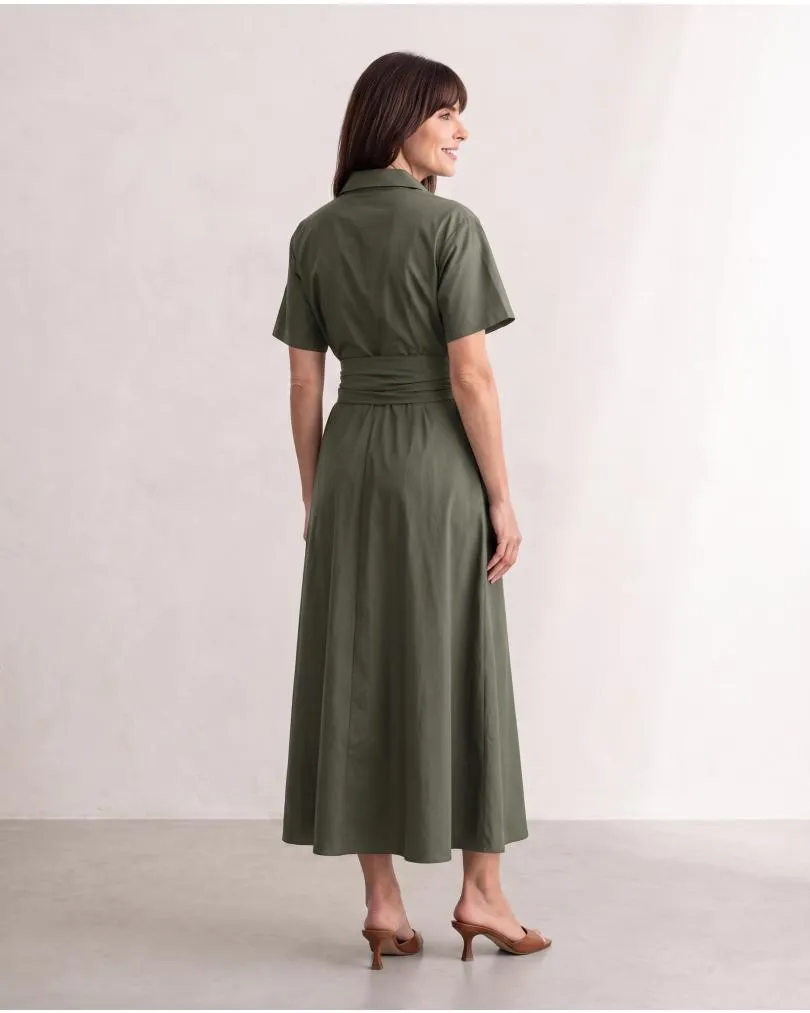 Jerseykleid Wickeloptik in  khaki von Sarah (Bild 4)