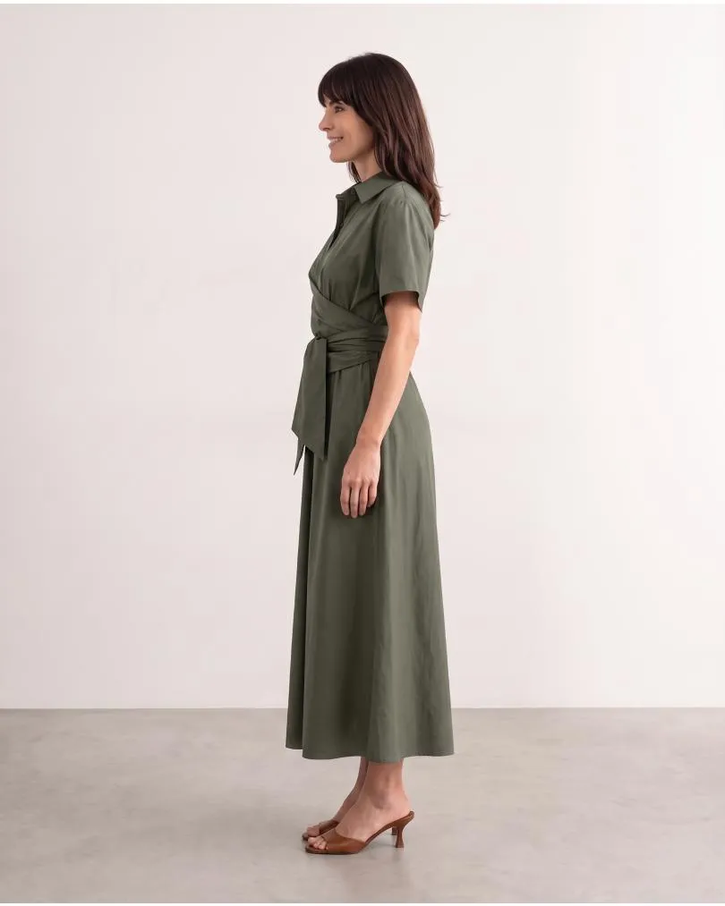 Jerseykleid Wickeloptik in  khaki von Sarah (Bild 5)