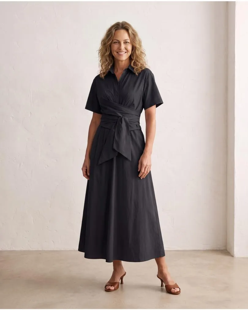 Jerseykleid Wickeloptik in  schwarz von Made in Italy (Bild 5)