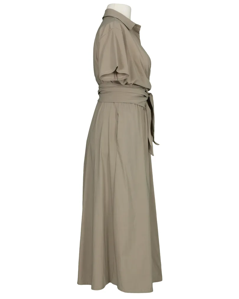Jerseykleid Wickeloptik in  taupe von Sarah (Bild 2)