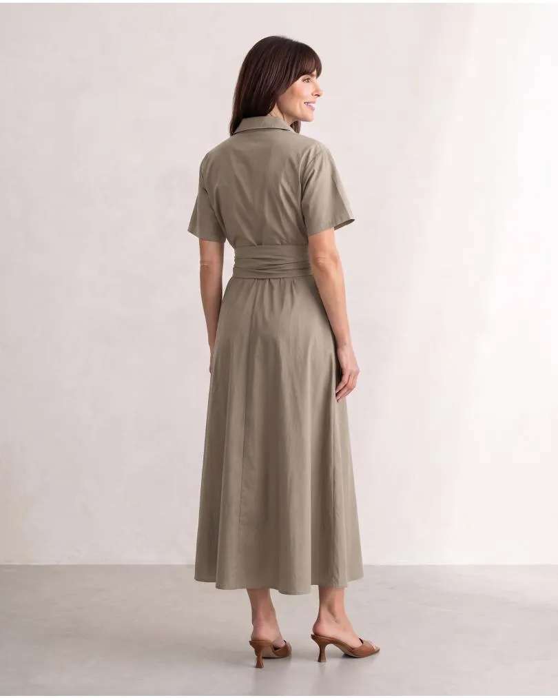 Jerseykleid Wickeloptik in  taupe von Sarah (Bild 4)