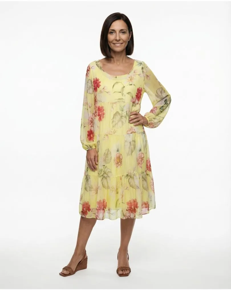 Kleid 2-tlg. mit Seide in  gelb von Made in Italy (Bild 2)