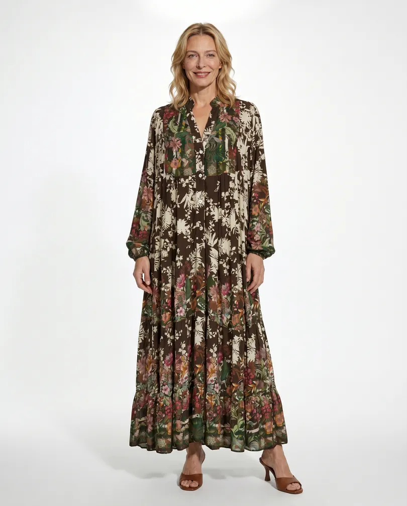 Kleid A-Linie Floral in  braun von H. Trend (Bild 3)