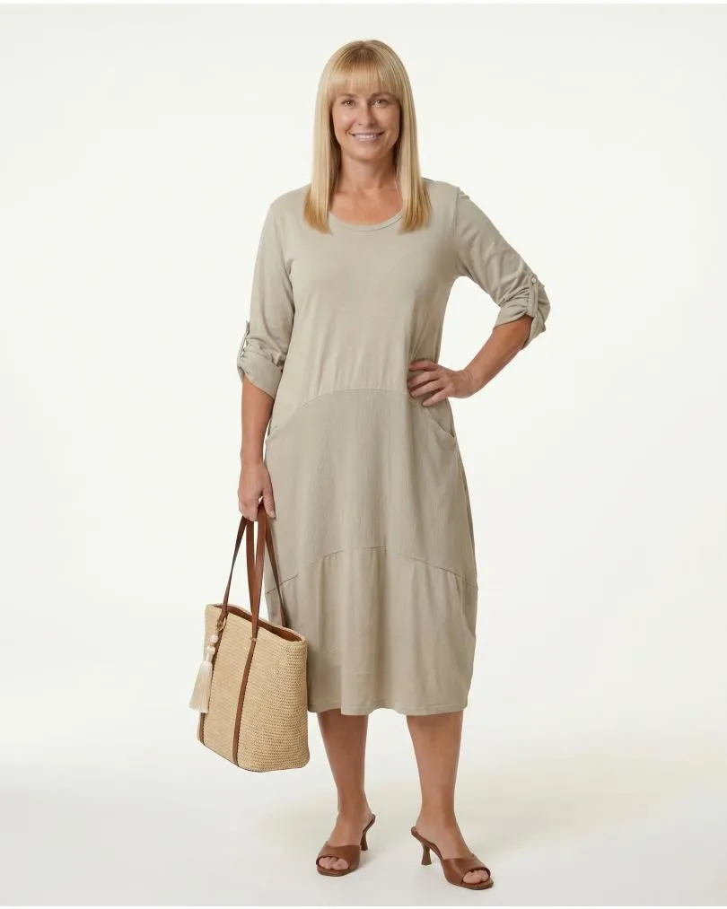 Kleid Ballonschnitt in  beige von Spaziodonna (Bild 3)