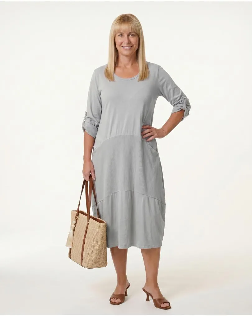 Kleid Ballonschnitt in  hellgrau von Spaziodonna (Bild 3)