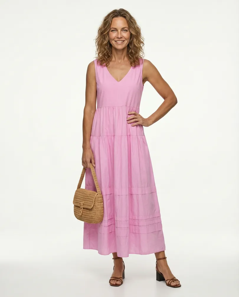Kleid Baumwolle in  rosa von Made in Italy (Bild 4)