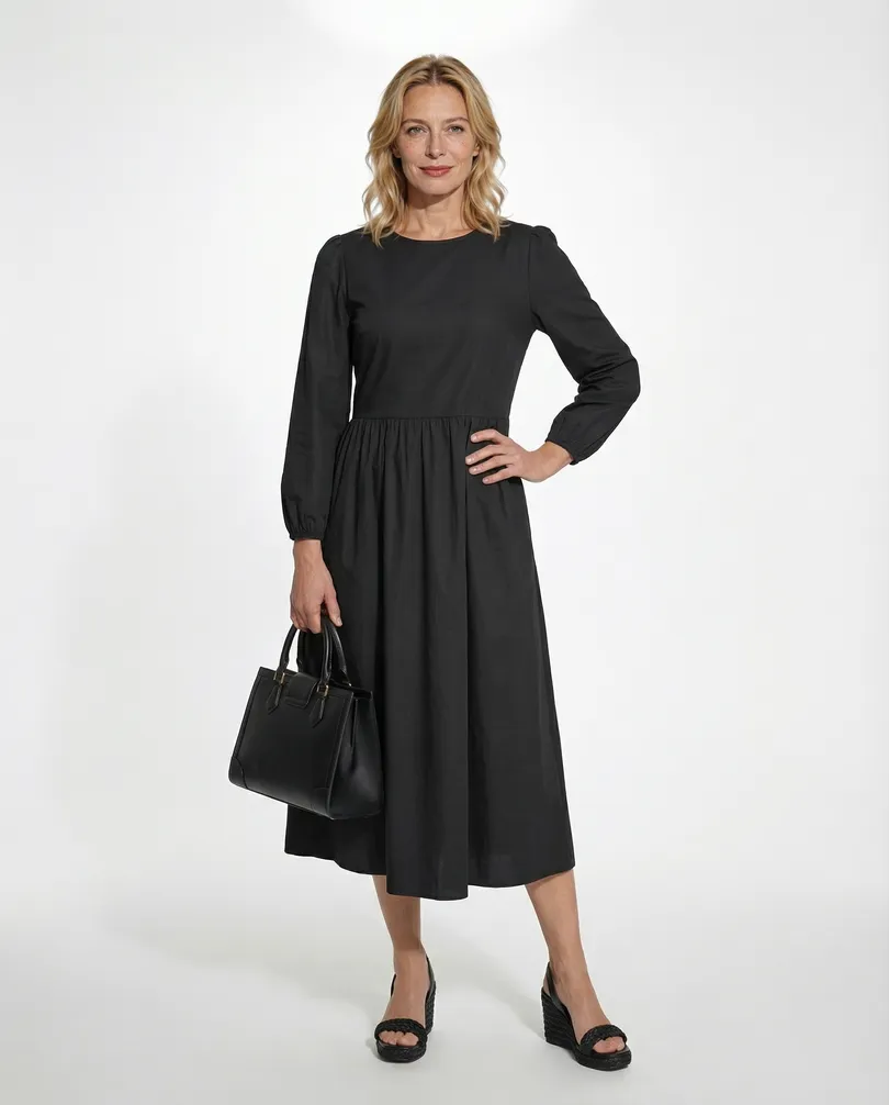 Kleid Baumwolle in  schwarz von Made in Italy (Bild 3)