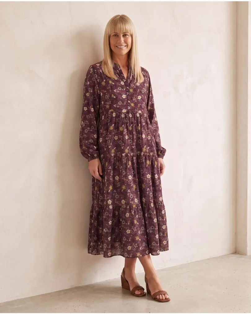 Kleid Blumenmuster in  bordeaux von Made in Italy (Bild 3)