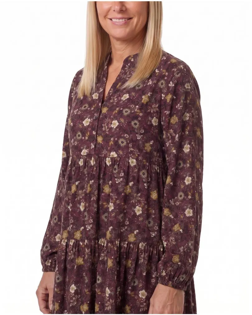 Kleid Blumenmuster in  bordeaux von Made in Italy (Bild 4)