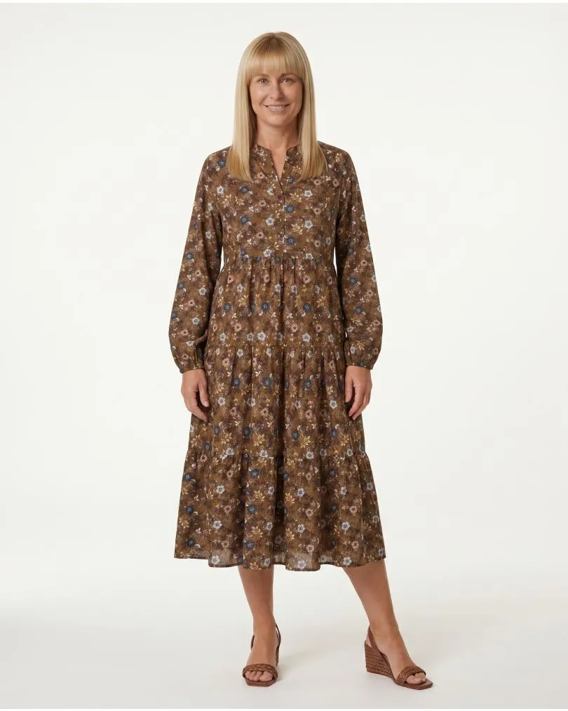 Kleid Blumenmuster in  cognac von Made in Italy (Bild 3)