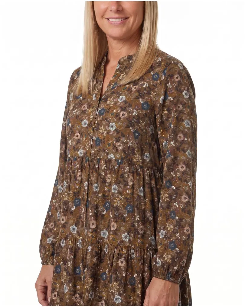Kleid Blumenmuster in  cognac von Made in Italy (Bild 4)