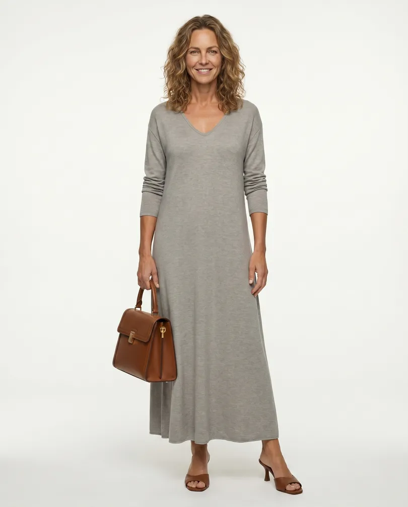 Kleid Feinstrick in  beige von Made in Italy (Bild 5)