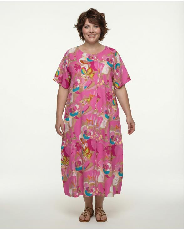 Kleid Floral Baumwolle in pink von Made in Italy