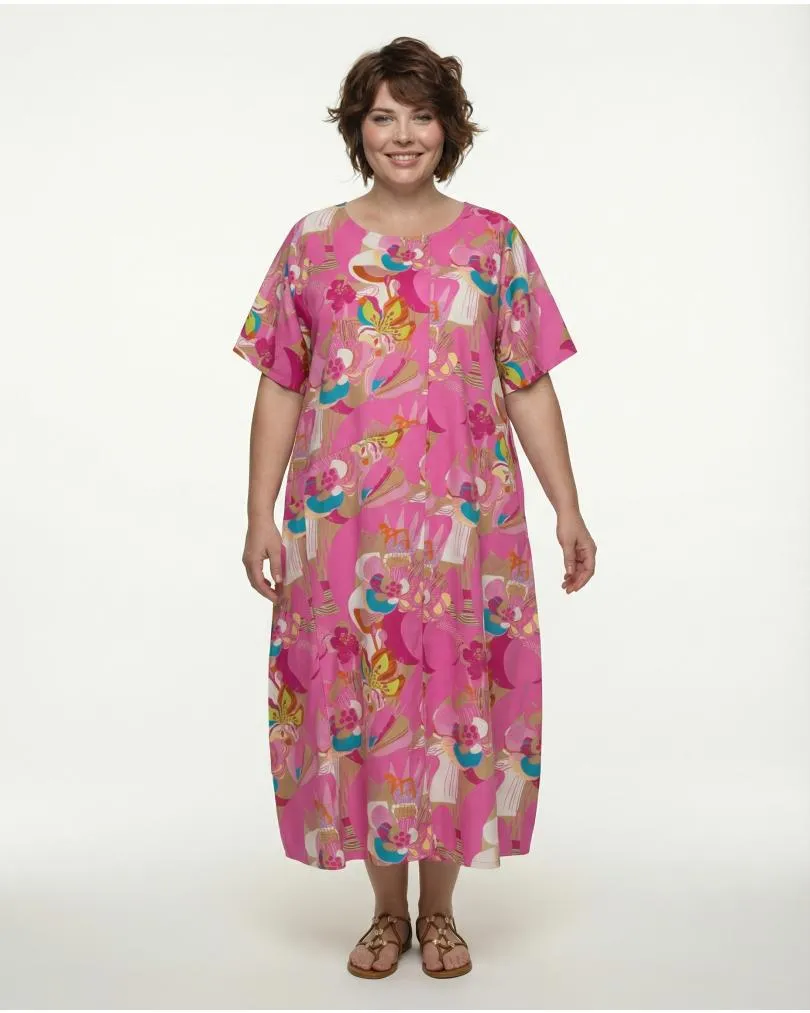 Kleid Floral Baumwolle in  pink von Made in Italy (Bild 2)