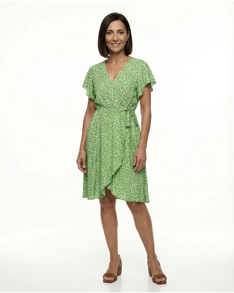 Kleid in Wickeloptik in  gr�n von Made in Italy (Bild 3)