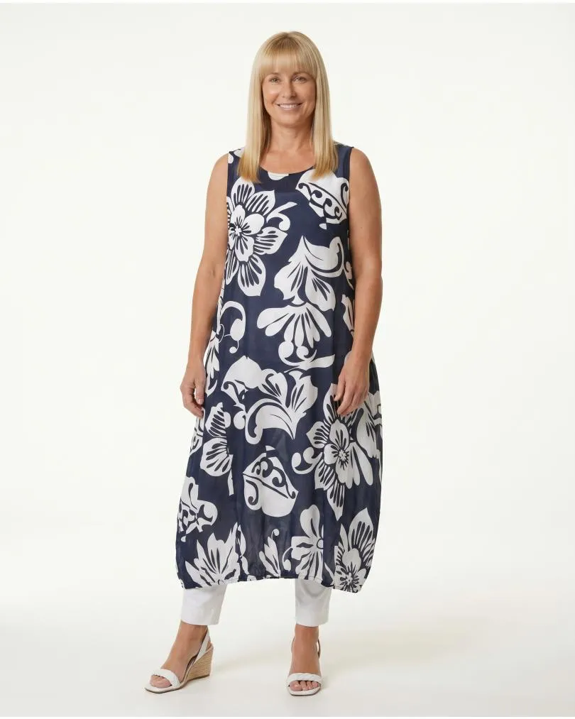 Kleid mit Blumen in  blau von Made in Italy (Bild 2)