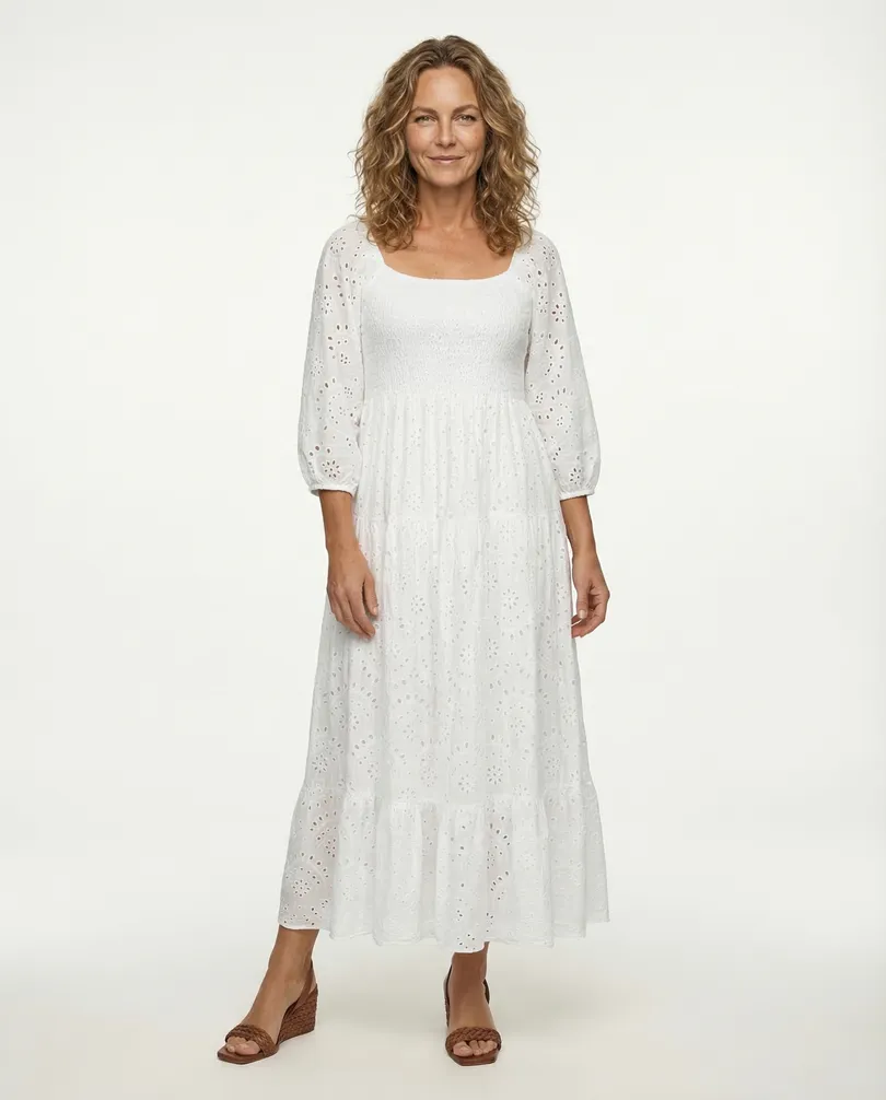 Kleid mit Lochspitze in  wei� von H. Trend (Bild 3)
