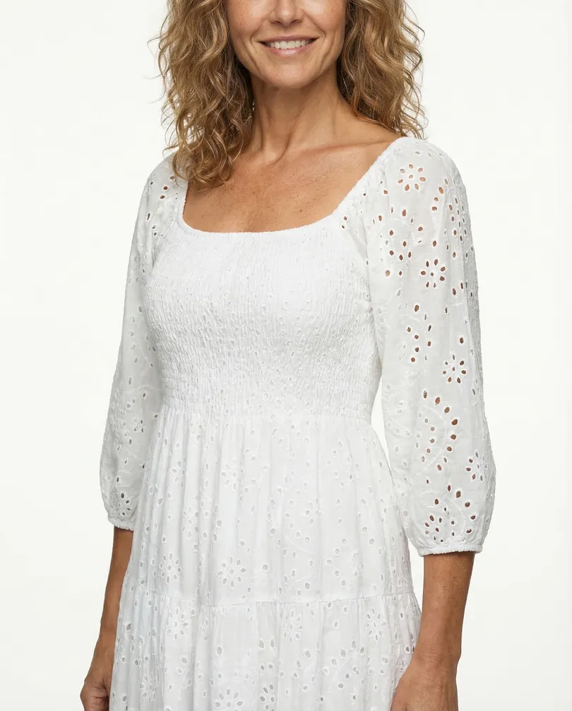 Kleid mit Lochspitze in  wei� von H. Trend (Bild 4)