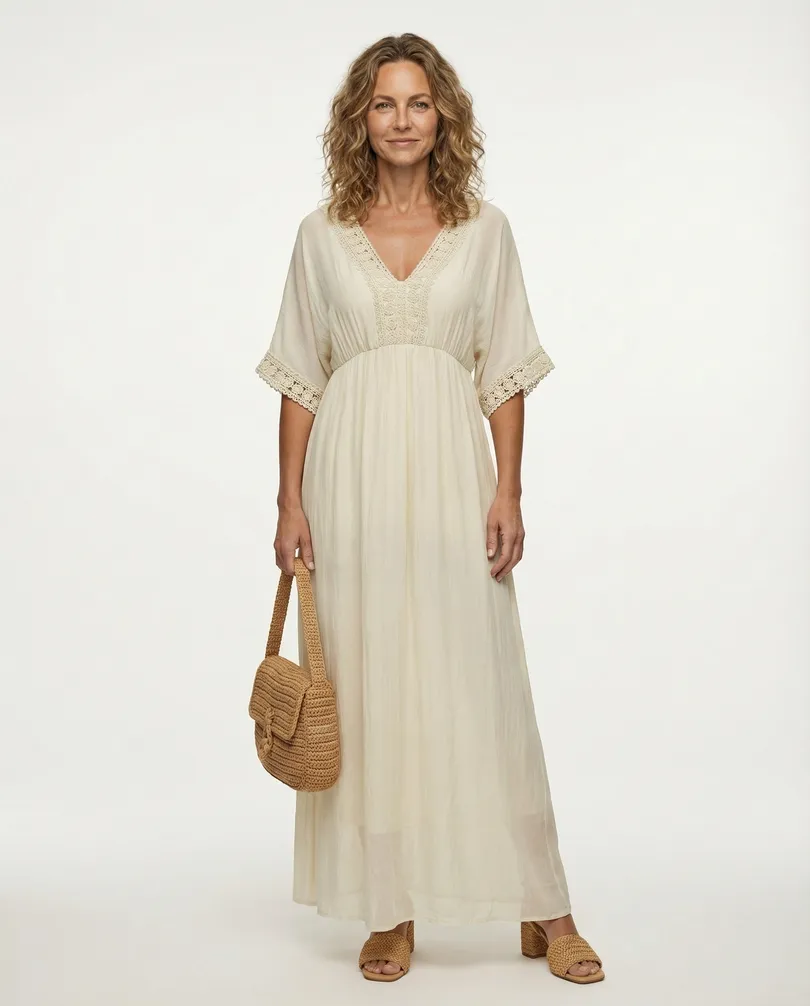 Kleid mit Seide in  beige von H. Trend (Bild 3)