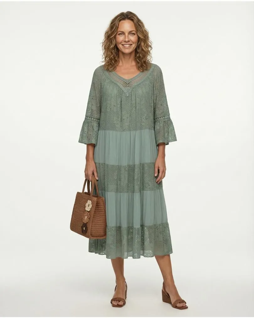 Kleid mit Seide in  oliv von Made in Italy (Bild 3)