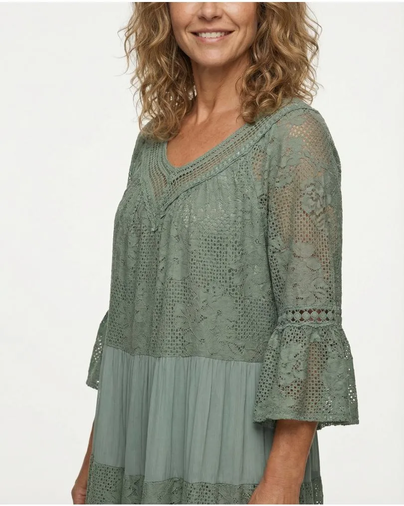 Kleid mit Seide in  oliv von Made in Italy (Bild 5)