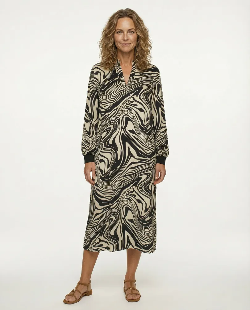 Kleid mit Seide Swirl-Print in  schwarz von Style Touch (Bild 3)
