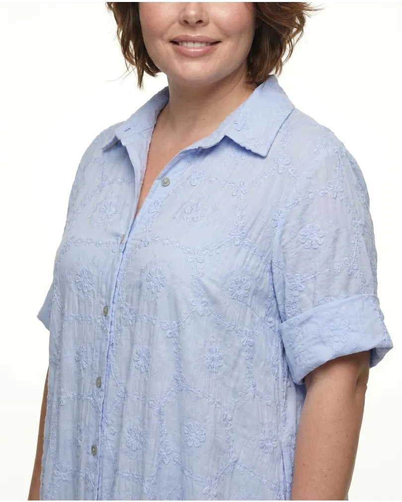 Kleid mit Stickerei in  hellblau von H. Trend (Bild 5)