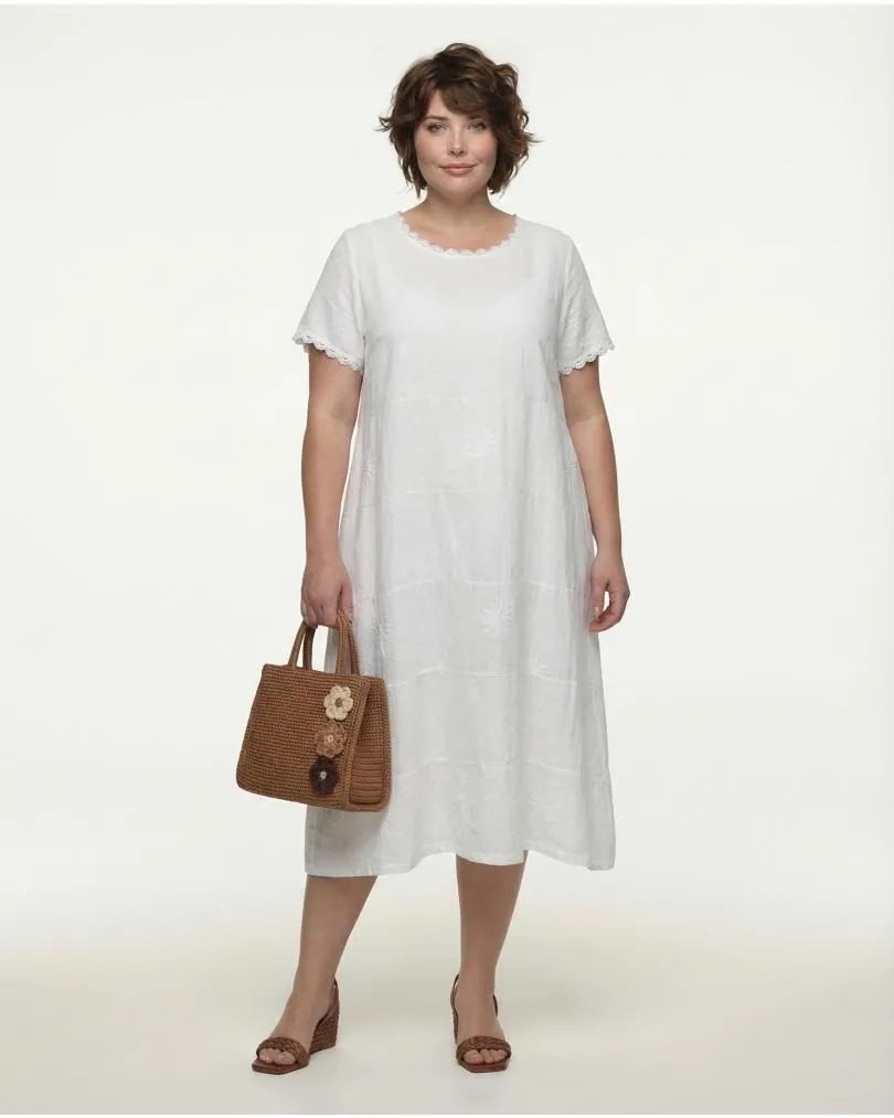 Kleid Stickerei A-Linie in  wei� von Spaziodonna (Bild 3)