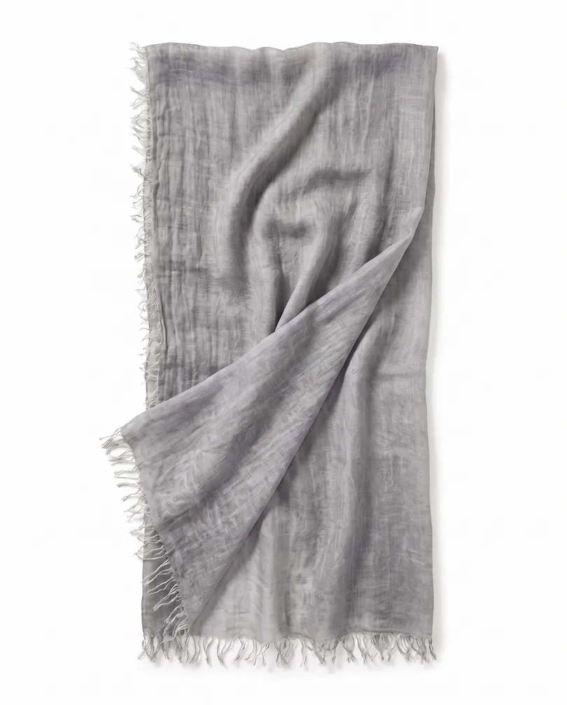 Knitterschal mit Fransen in grau von fashion made in italy