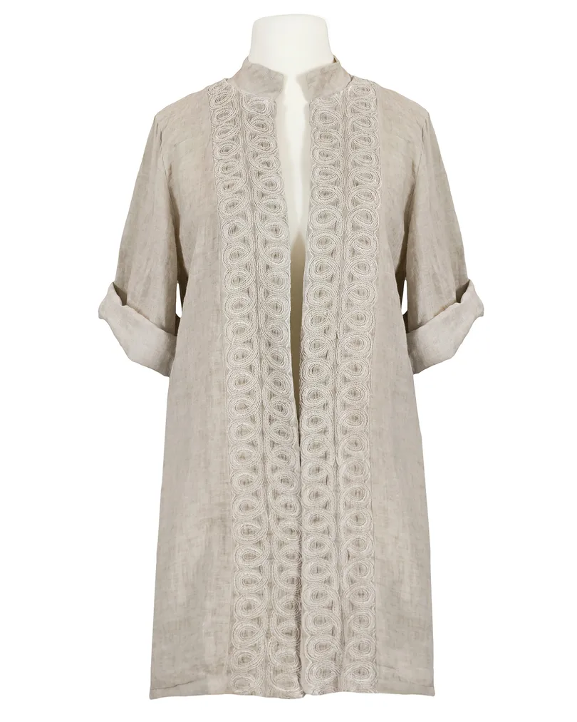 Leinen Jacke Stickerei in  beige von Donna (Bild 1)