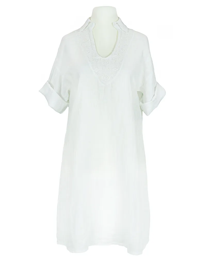 Leinen Tunika mit Spitze in  wei� von Spaziodonna (Bild 1)