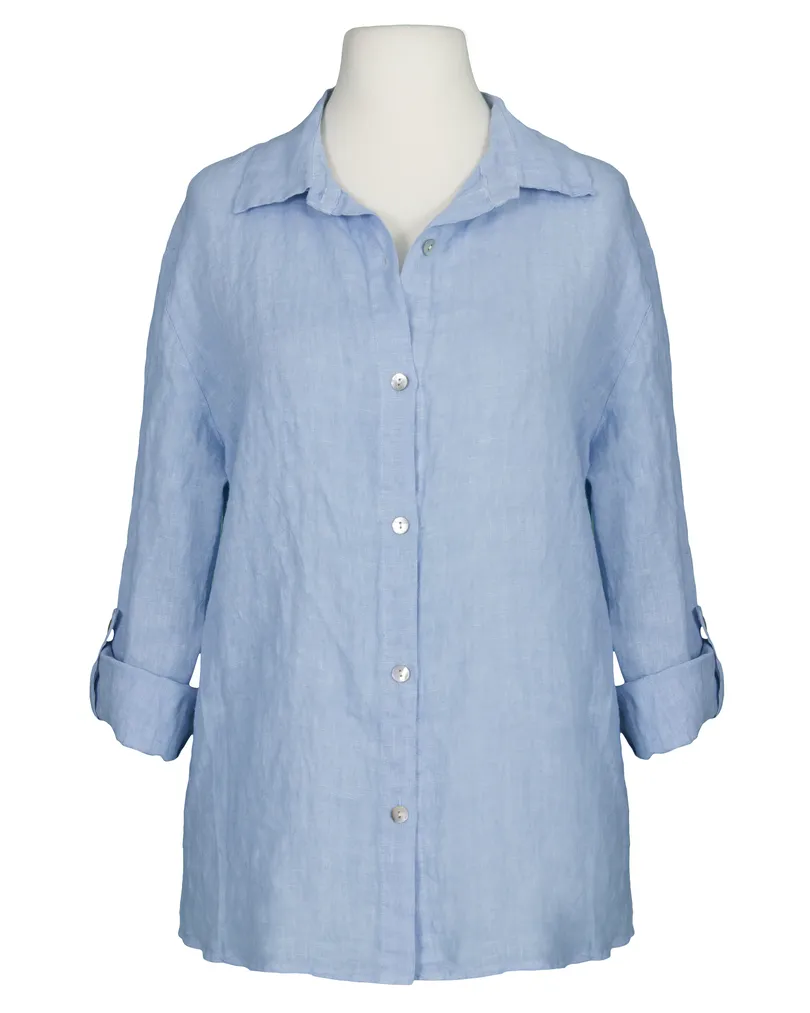 Leinenbluse in hellblau von Puro Lino