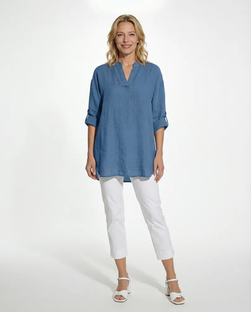 Leinenbluse in  jeansblau von Puro Lino (Bild 3)