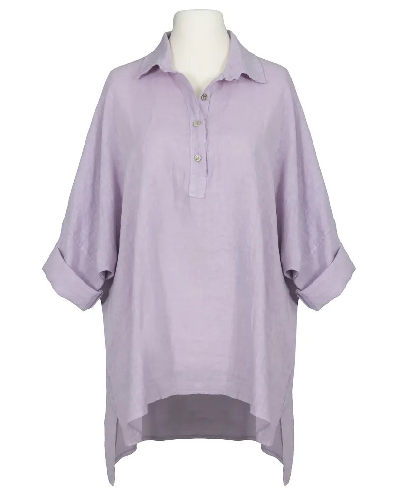 Leinenbluse Oversize in  lila von Made in Italy (Bild 1)