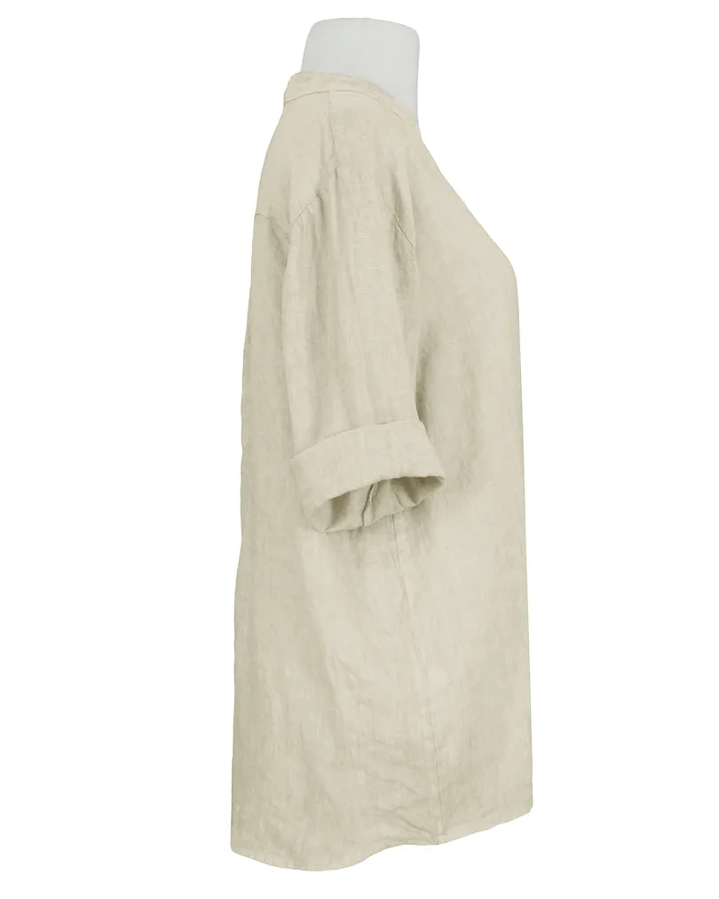 Leinenbluse Stehkragen in  beige von Puro Lino (Bild 2)