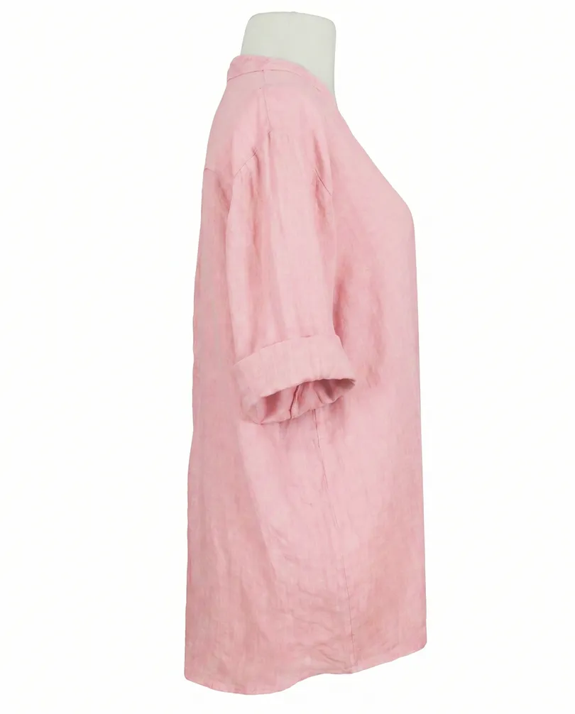 Leinenbluse Stehkragen in  rosa von Puro Lino (Bild 2)