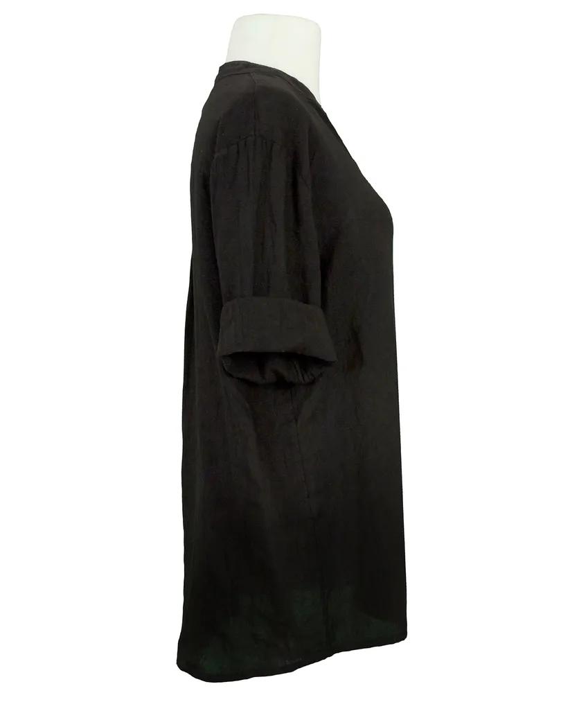 Leinenbluse Stehkragen in  schwarz von Puro Lino (Bild 2)