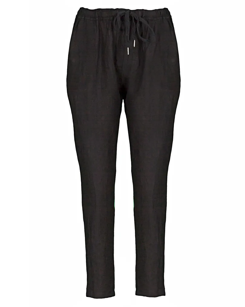 Leinenhose im Jogging-Stil in  schwarz von Puro Lino (Bild 1)
