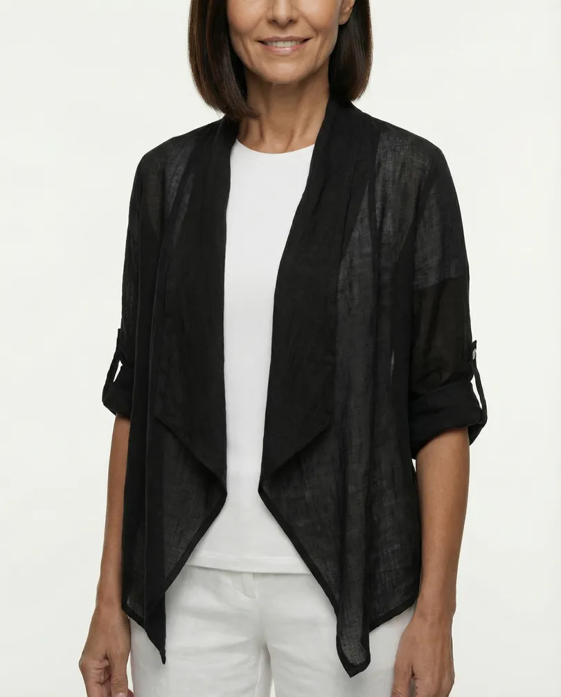 Leinenjacke in  schwarz von Made in Italy (Bild 4)