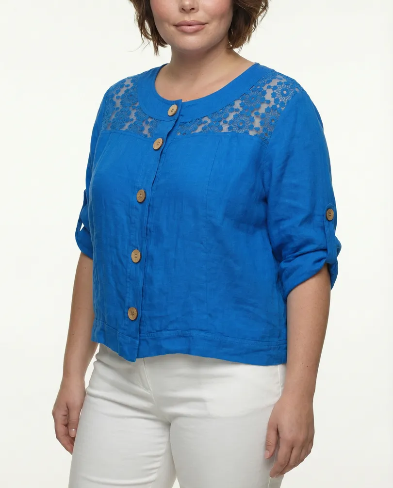 Leinenjacke mit Spitze in  t�rkis von RESTART (Bild 3)