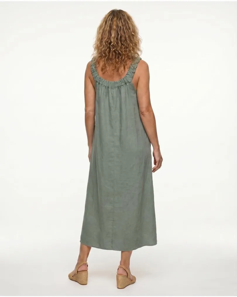 Leinenkleid A-Linie in  khaki von Puro Lino (Bild 4)