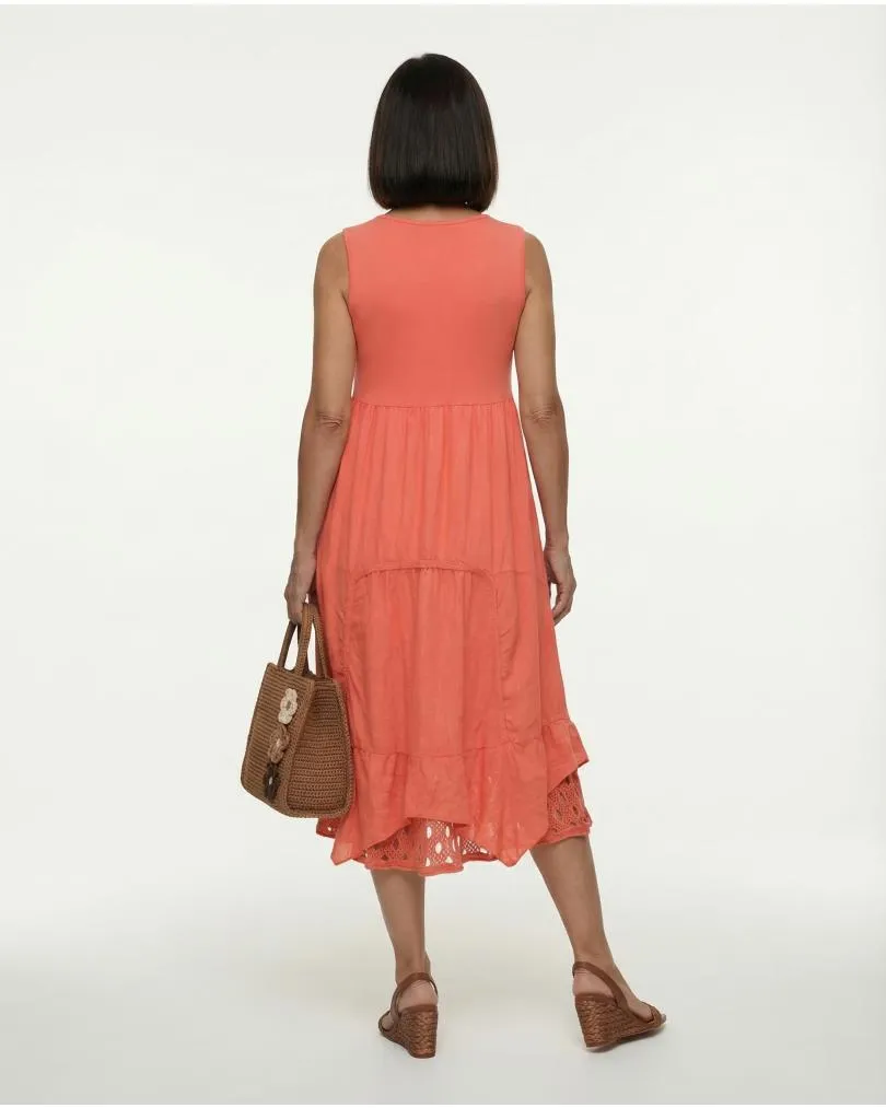Leinenkleid A-Linie in  koralle von Spaziodonna (Bild 4)