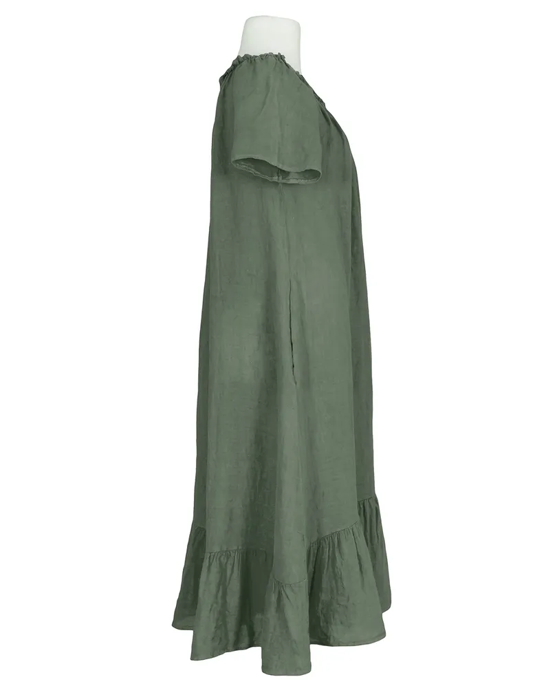 Leinenkleid A-Linie in  oliv von Made in Italy (Bild 2)