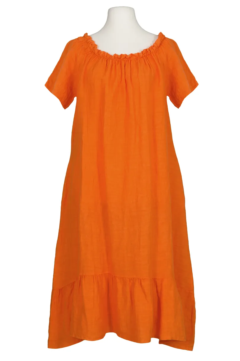 Leinenkleid A-Linie in  orange von Made in Italy (Bild 1)