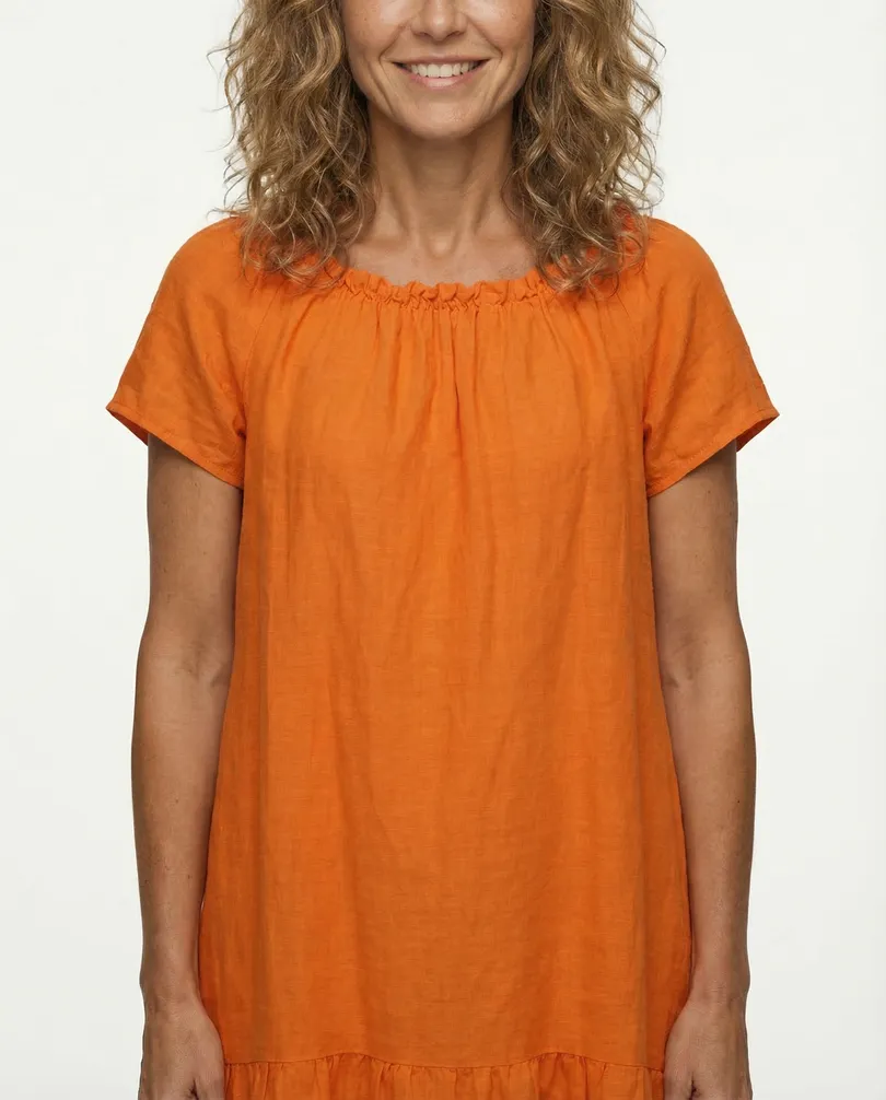 Leinenkleid A-Linie in  orange von Made in Italy (Bild 4)