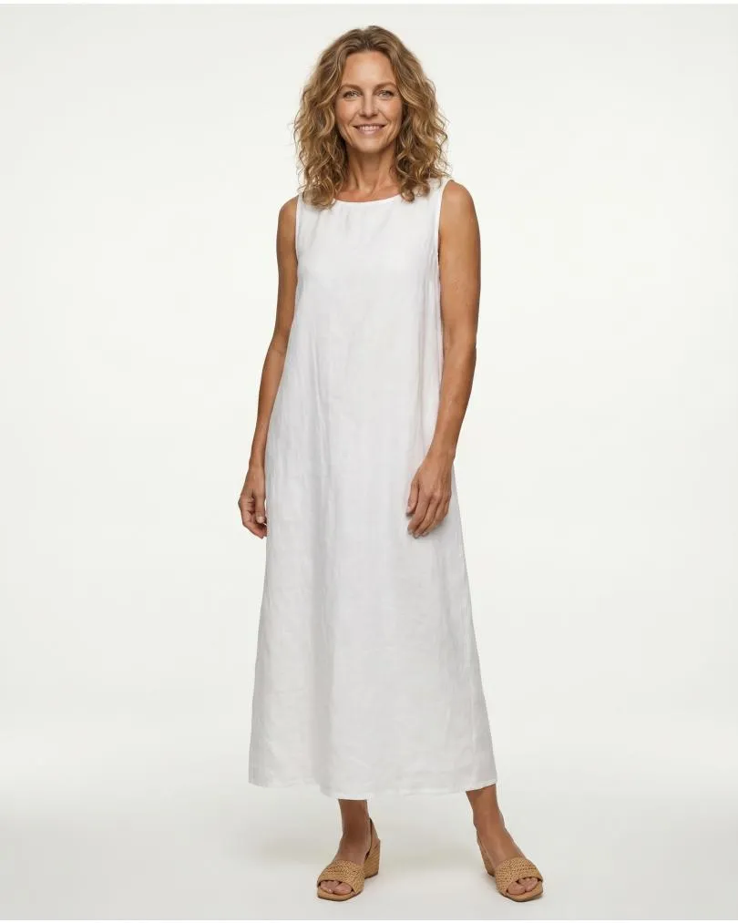 Leinenkleid A-Linie in  wei� von Puro Lino (Bild 3)