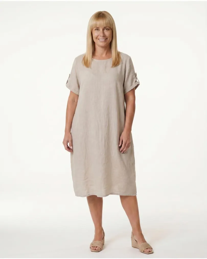 Leinenkleid Basic in  beige von Puro Lino (Bild 3)