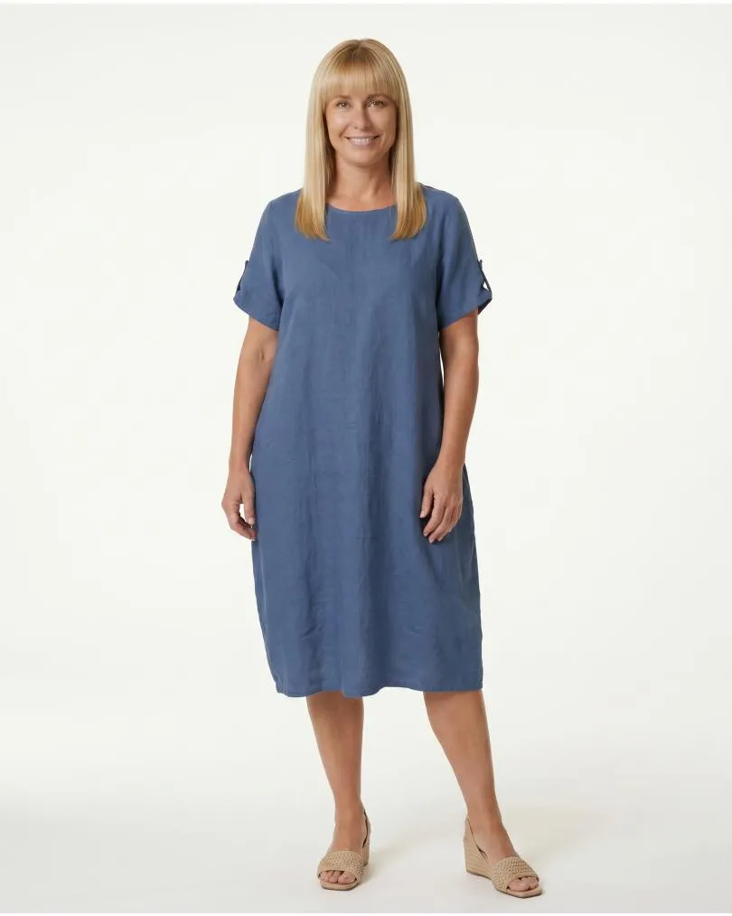 Leinenkleid Basic in  blau von Puro Lino (Bild 3)