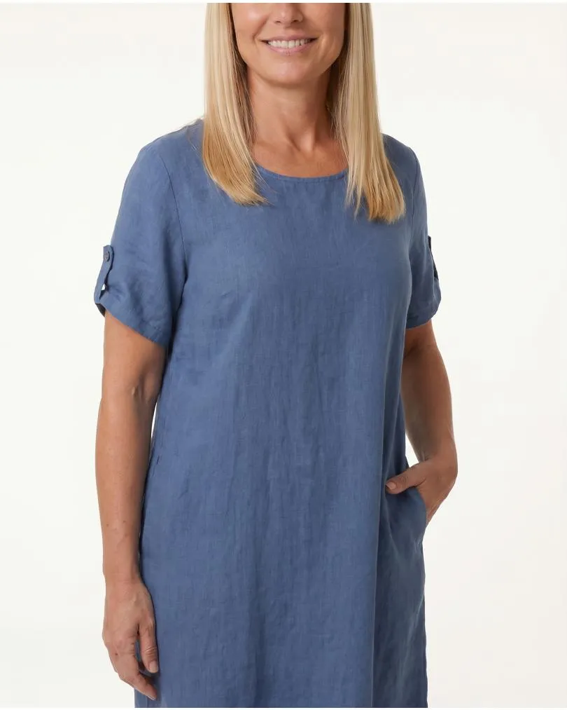 Leinenkleid Basic in  blau von Puro Lino (Bild 5)